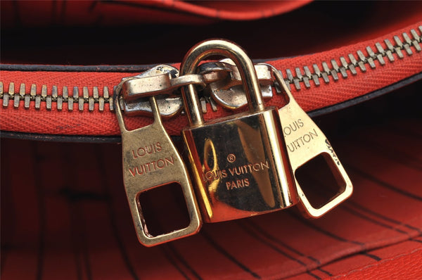 Auth Louis Vuitton Monogram Empreinte Montaigne MM 2Way Hand Bag Red LV 0430J