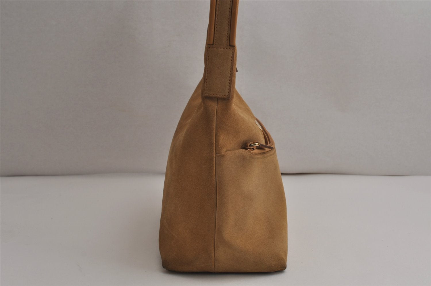 Authentic GUCCI Vintage Shoulder Hand Bag Purse Suede Leather Beige 0431K