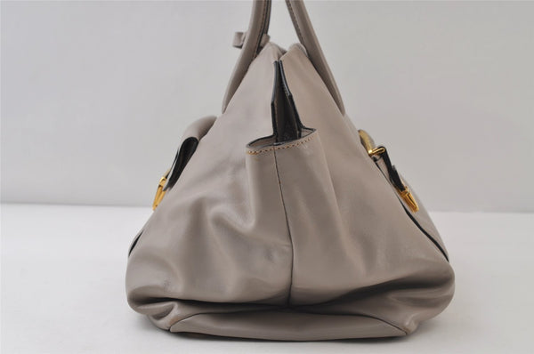 Authentic MIU MIU Vintage Leather 2Way Shoulder Tote Bag Gray 0432J