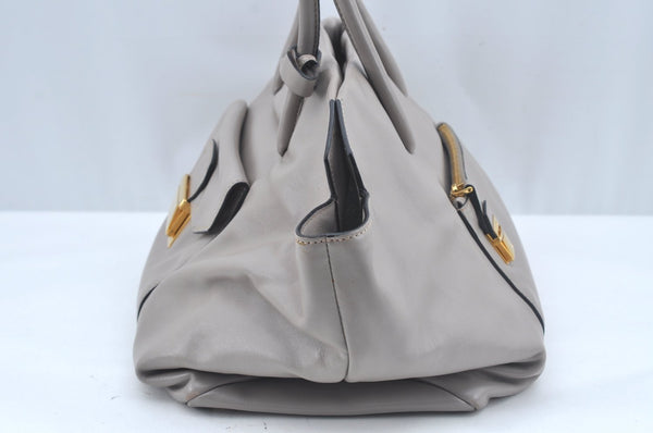 Authentic MIU MIU Vintage Leather 2Way Shoulder Tote Bag Gray 0432J