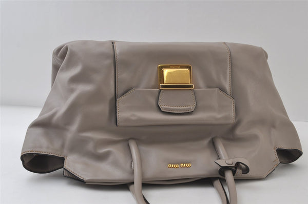 Authentic MIU MIU Vintage Leather 2Way Shoulder Tote Bag Gray 0432J