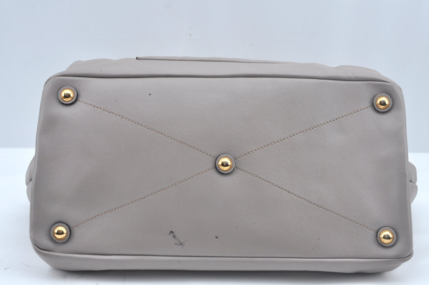 Authentic MIU MIU Vintage Leather 2Way Shoulder Tote Bag Gray 0432J