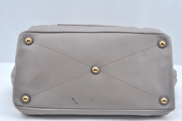 Authentic MIU MIU Vintage Leather 2Way Shoulder Tote Bag Gray 0432J