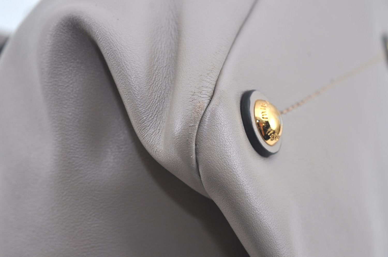 Authentic MIU MIU Vintage Leather 2Way Shoulder Tote Bag Gray 0432J