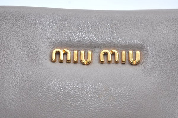 Authentic MIU MIU Vintage Leather 2Way Shoulder Tote Bag Gray 0432J