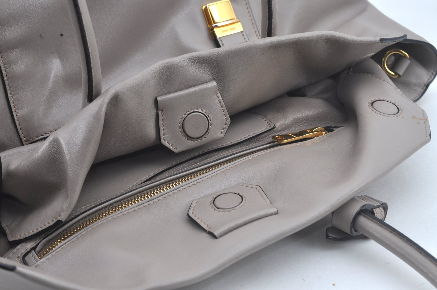 Authentic MIU MIU Vintage Leather 2Way Shoulder Tote Bag Gray 0432J
