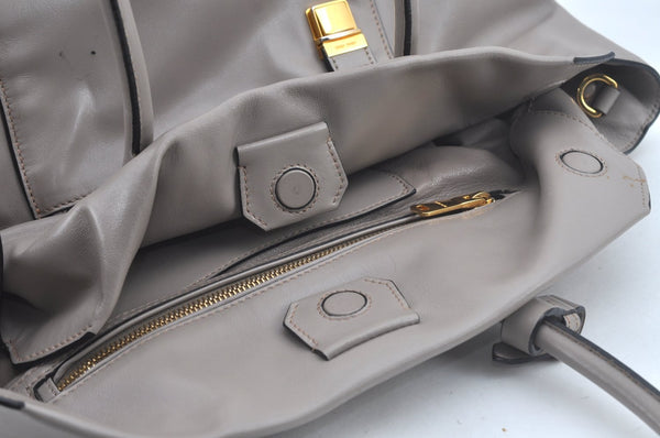 Authentic MIU MIU Vintage Leather 2Way Shoulder Tote Bag Gray 0432J
