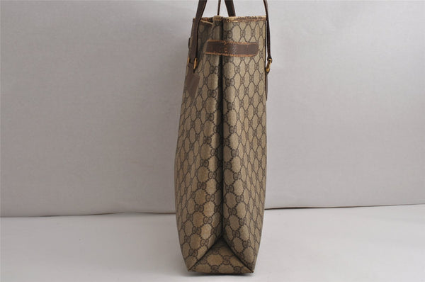 Authentic GUCCI Vintage Shoulder Tote Bag GG PVC Leather Brown 0432K