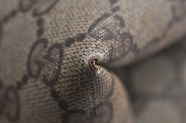 Authentic GUCCI Vintage Shoulder Tote Bag GG PVC Leather Brown 0432K