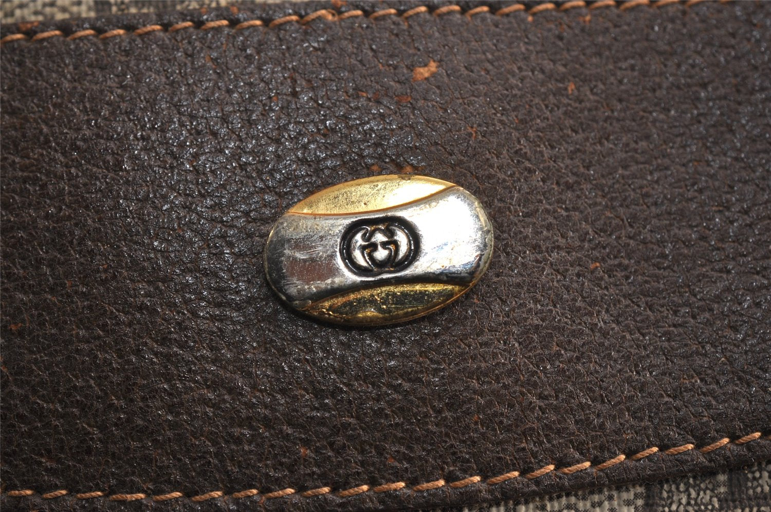 Authentic GUCCI Vintage Shoulder Tote Bag GG PVC Leather Brown 0432K