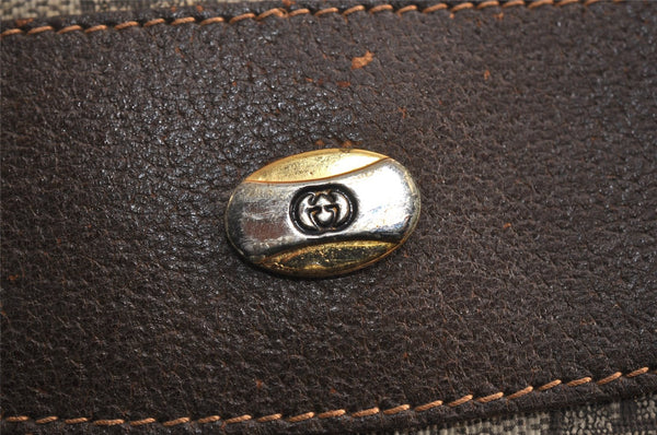 Authentic GUCCI Vintage Shoulder Tote Bag GG PVC Leather Brown 0432K