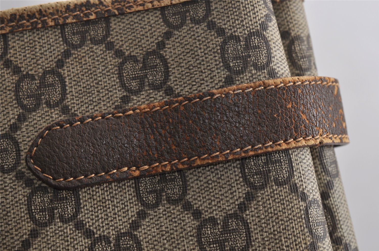 Authentic GUCCI Vintage Shoulder Tote Bag GG PVC Leather Brown 0432K