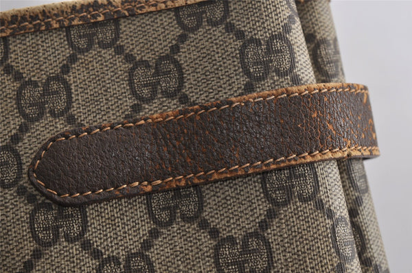 Authentic GUCCI Vintage Shoulder Tote Bag GG PVC Leather Brown 0432K