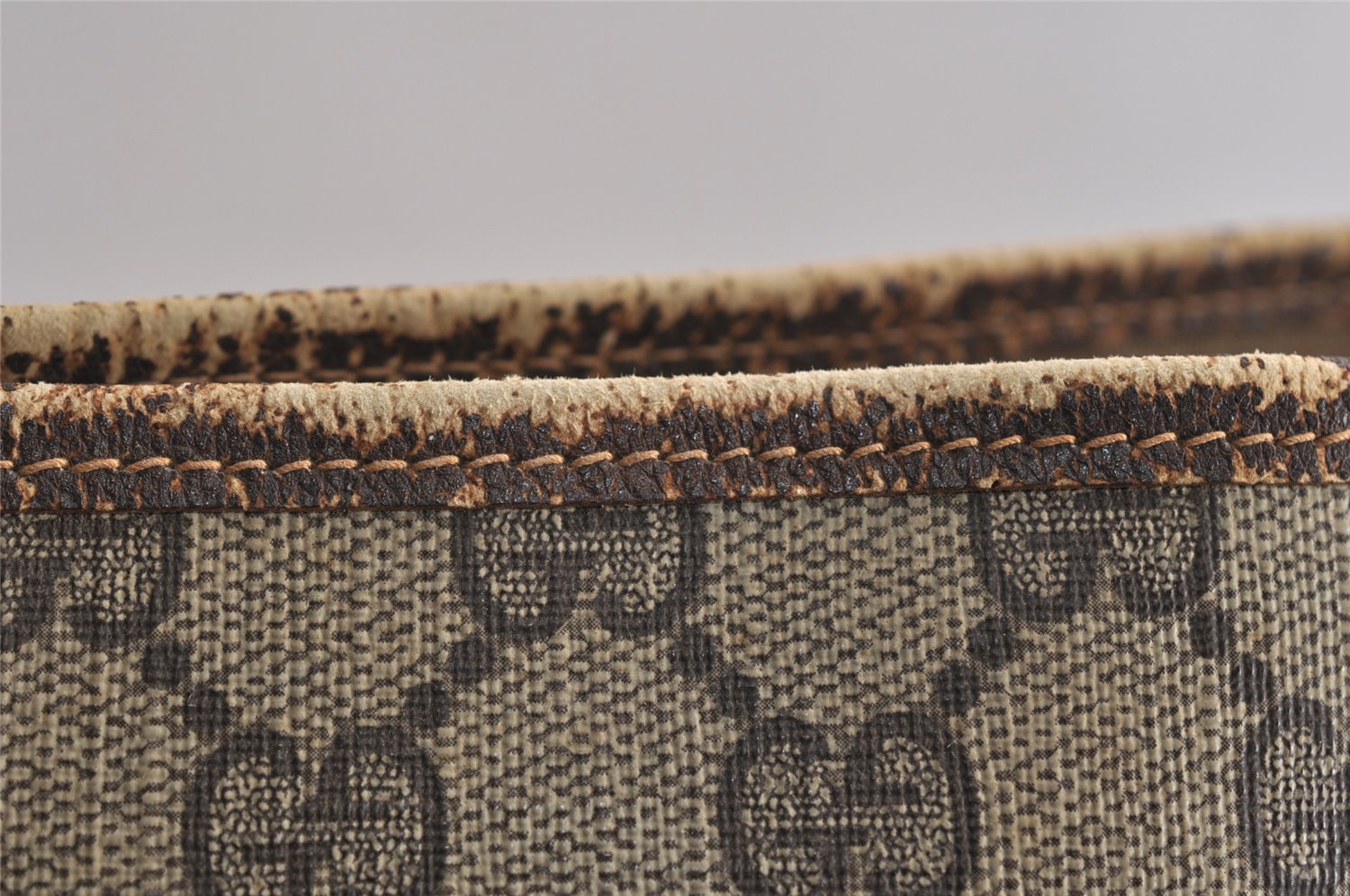 Authentic GUCCI Vintage Shoulder Tote Bag GG PVC Leather Brown 0432K