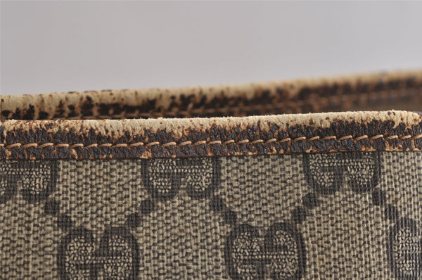 Authentic GUCCI Vintage Shoulder Tote Bag GG PVC Leather Brown 0432K