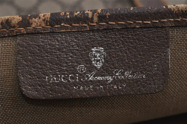 Authentic GUCCI Vintage Shoulder Tote Bag GG PVC Leather Brown 0432K