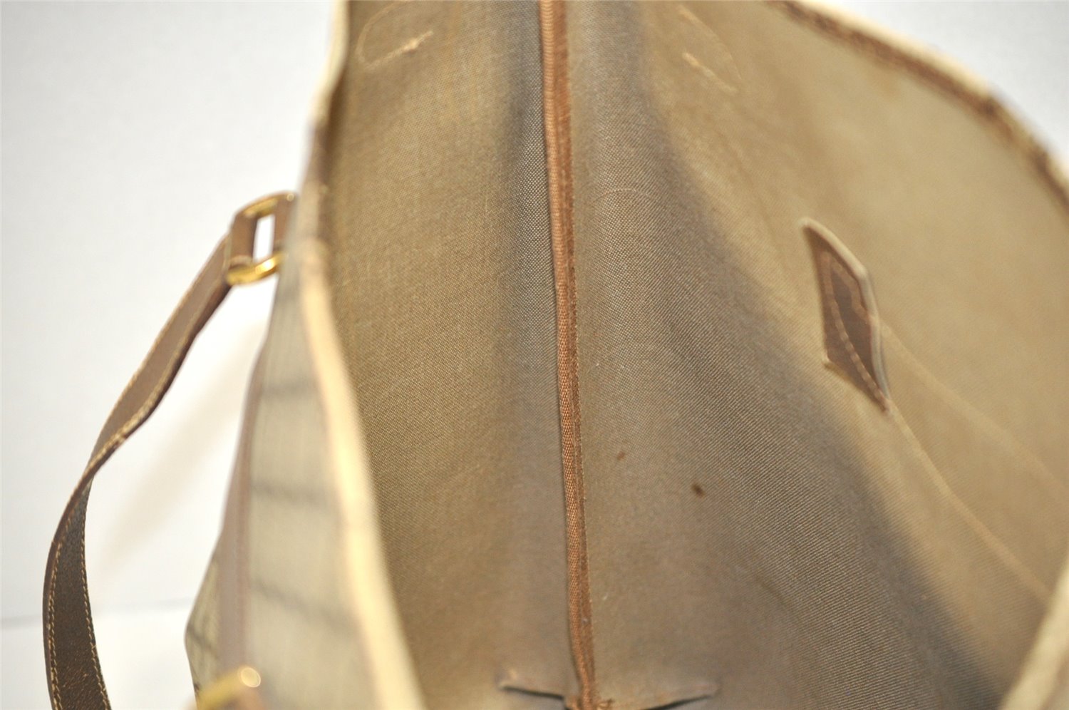 Authentic GUCCI Vintage Shoulder Tote Bag GG PVC Leather Brown 0432K