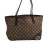 Authentic GUCCI New Britt Shoulder Tote Bag GG Canvas Leather 169946 Brown 0433K