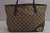 Authentic GUCCI New Britt Shoulder Tote Bag GG Canvas Leather 169946 Brown 0433K