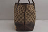 Authentic GUCCI New Britt Shoulder Tote Bag GG Canvas Leather 169946 Brown 0433K