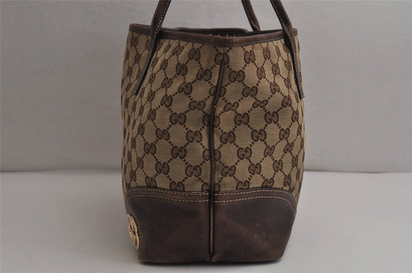 Authentic GUCCI New Britt Shoulder Tote Bag GG Canvas Leather 169946 Brown 0433K