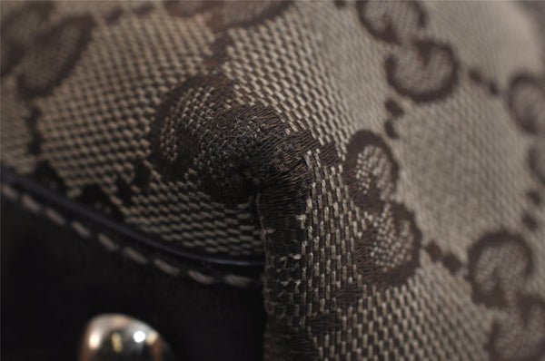 Authentic GUCCI New Britt Shoulder Tote Bag GG Canvas Leather 169946 Brown 0433K