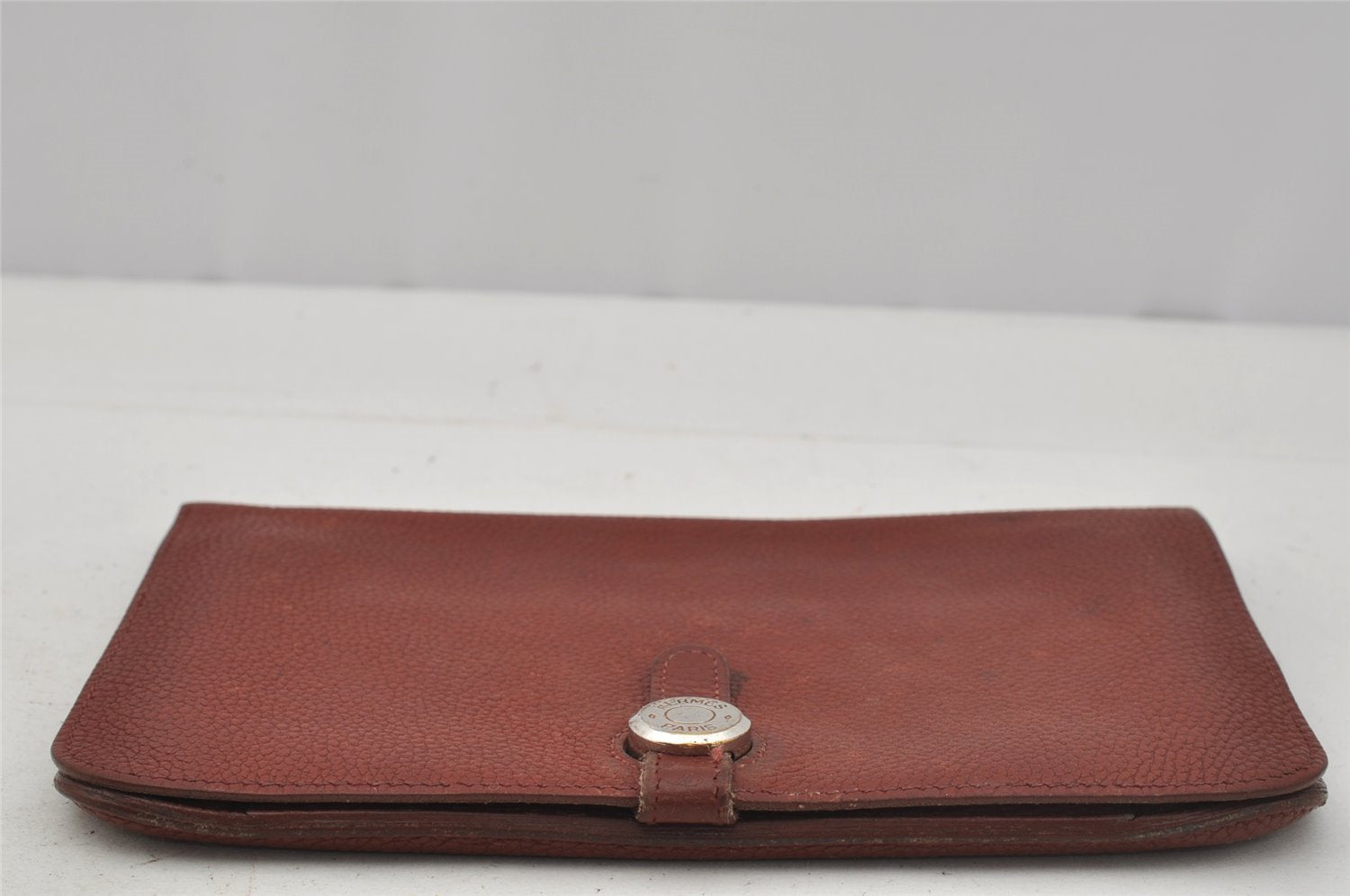 Authentic HERMES Dogon GM Leather Long Wallet Purse Brown 0435J