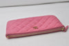 Authentic CHANEL Vintage Calf Skin Matelasse Pouch Purse Pink CC Box 0437J