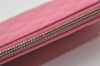 Authentic CHANEL Vintage Calf Skin Matelasse Pouch Purse Pink CC Box 0437J