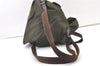 Authentic PRADA Vintage Nylon Tessuto Leather Drawstring Backpack Green 0438K