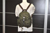 Authentic PRADA Vintage Nylon Tessuto Leather Drawstring Backpack Green 0438K