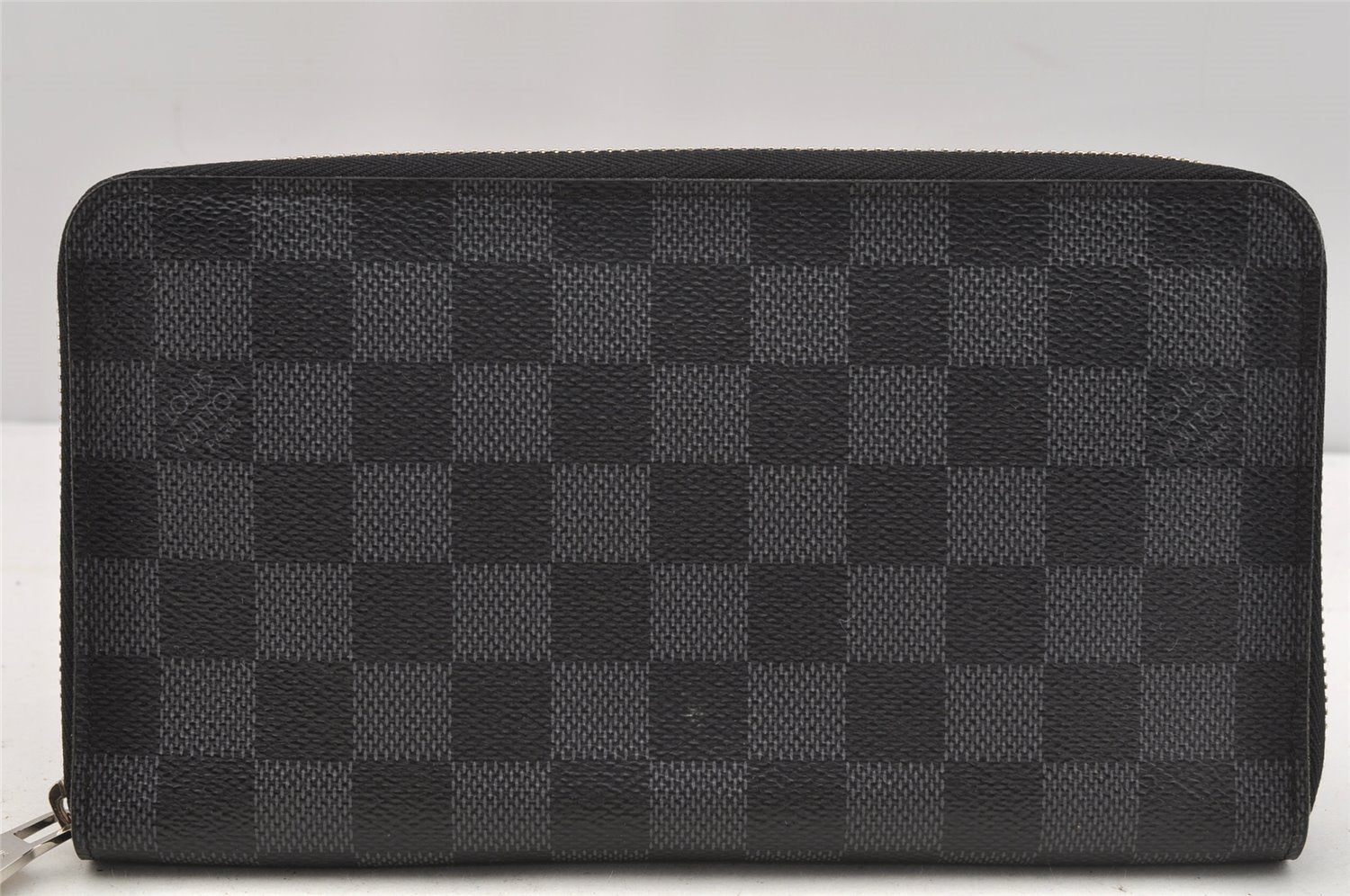 Authentic Louis Vuitton Damier Graphite Zippy Organizer Wallet N63077 LV 0440J