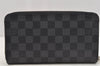 Authentic Louis Vuitton Damier Graphite Zippy Organizer Wallet N63077 LV 0440J