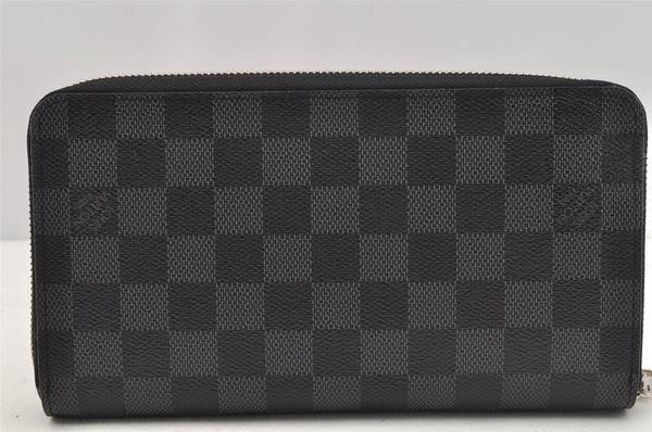 Authentic Louis Vuitton Damier Graphite Zippy Organizer Wallet N63077 LV 0440J