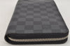 Authentic Louis Vuitton Damier Graphite Zippy Organizer Wallet N63077 LV 0440J