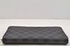 Authentic Louis Vuitton Damier Graphite Zippy Organizer Wallet N63077 LV 0440J