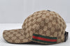 Authentic GUCCI Web Sherry Line Cap GG Canvas Leather Size M 200035 Brown 0441J