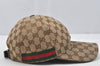 Authentic GUCCI Web Sherry Line Cap GG Canvas Leather Size M 200035 Brown 0441J