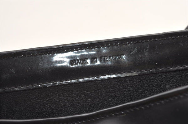 Authentic CHANEL Vintage Enamel Shoulder Hand Bag Purse Black 0442K