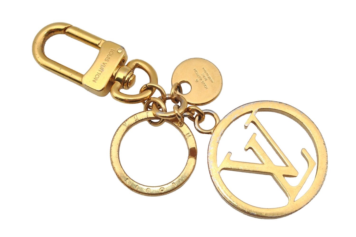 Authentic Louis Vuitton LV Circle Bag Charm Key Holder Gold M68000 LV 0443J