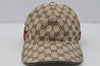 Authentic GUCCI Web Sherry Line Cap GG Canvas Leather Size M 200035 Brown 0444J