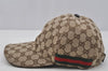 Authentic GUCCI Web Sherry Line Cap GG Canvas Leather Size M 200035 Brown 0444J