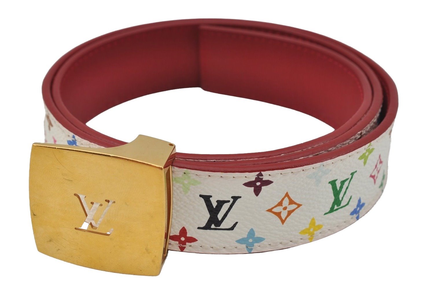 Auth Louis Vuitton Monogram Multicolor Ceinture LV Cut 80cm 31.5