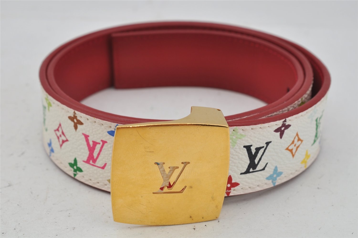 Auth Louis Vuitton Monogram Multicolor Ceinture LV Cut 80cm 31.5