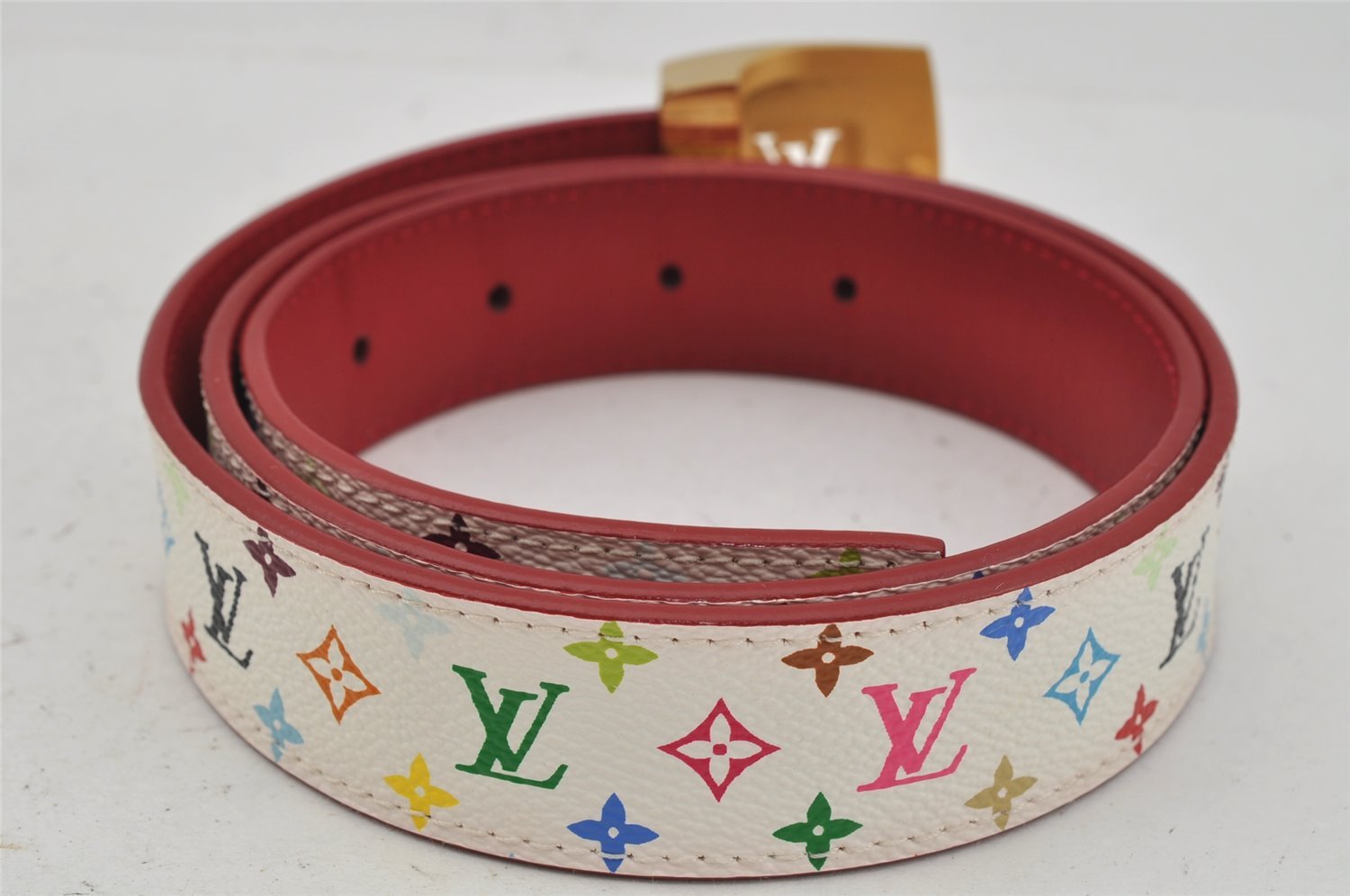 Auth Louis Vuitton Monogram Multicolor Ceinture LV Cut 80cm 31.5