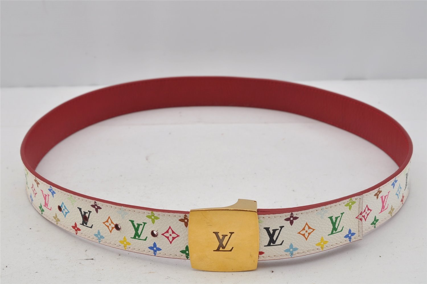 Auth Louis Vuitton Monogram Multicolor Ceinture LV Cut 80cm 31.5