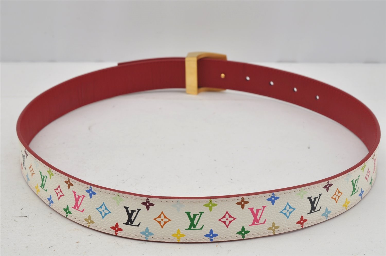 Auth Louis Vuitton Monogram Multicolor Ceinture LV Cut 80cm 31.5