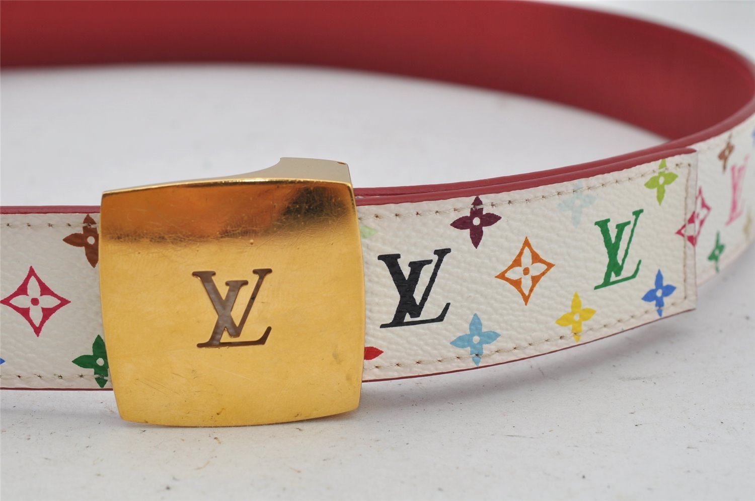 Auth Louis Vuitton Monogram Multicolor Ceinture LV Cut 80cm 31.5