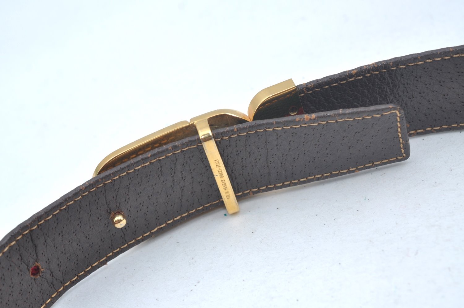 Authentic GUCCI Web Sherry Line Belt Leather Canvas 23.2-27.8