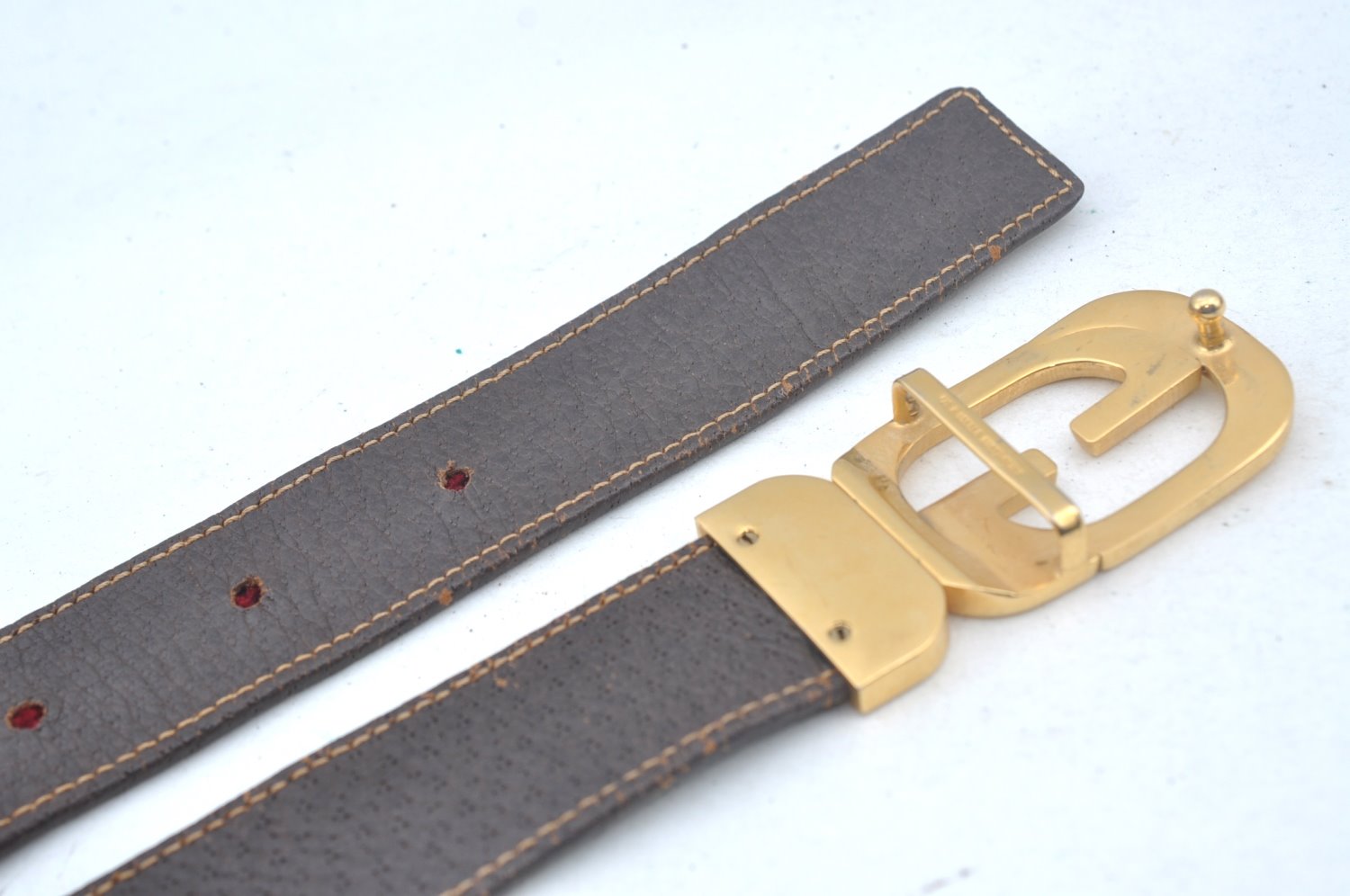 Authentic GUCCI Web Sherry Line Belt Leather Canvas 23.2-27.8